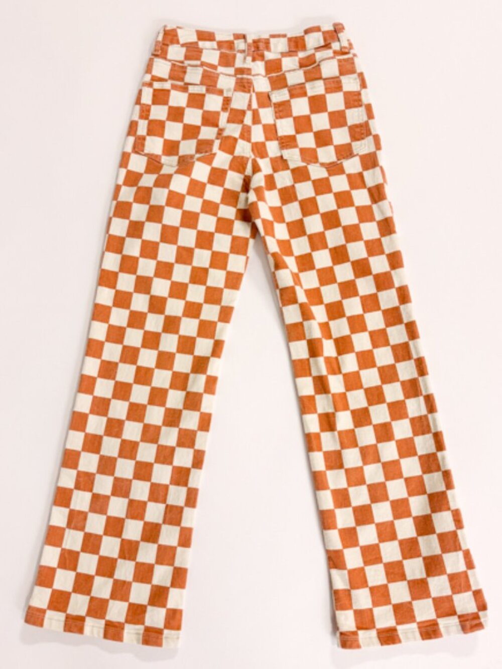Altar'd State Women's Small Orange and White Checkered Jeans Skater Dopamine - Picture 4 of 7